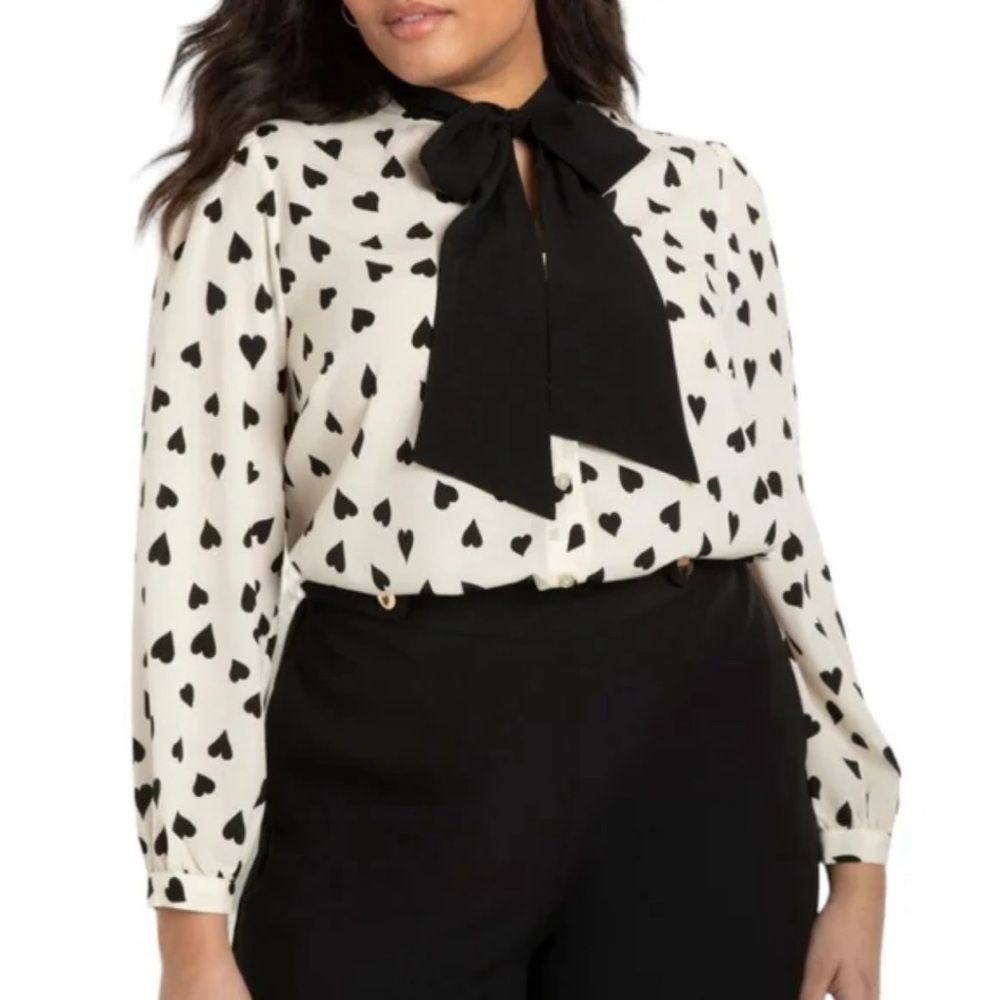 Eloquii tie neck heart print blouse. 20
